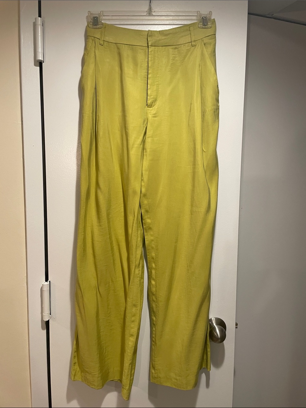 Zara Women's Lime Green Wide-Leg Trousers